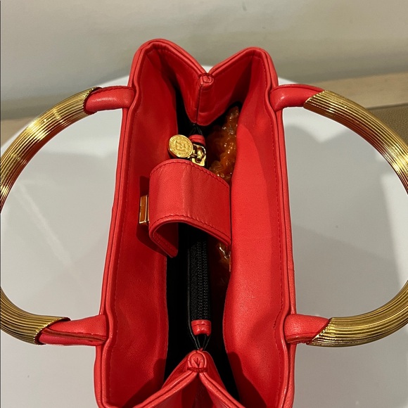 Fendi Pasta Red Leather Mini Handbag with COA EUC - Picture 12 of 17